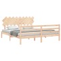 Double bed frame with solid wood headboard by vidaXL, Beds and slatted bases - Ref: Foro24-3195301, Price: 153,48 €, Discount: %