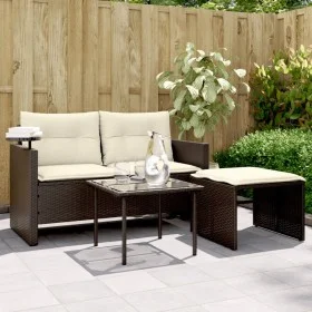 Set sofás de jardín 3 piezas y cojines ratán sintético marrón de , Sofás de exterior - Ref: Foro24-365459, Precio: 220,79 €, ...