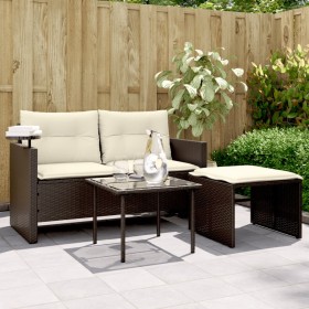 Three-piece garden sofa set and brown synthetic rattan cushions. by , Outdoor sofas - Ref: Foro24-365459, Price: 211,83 €, Di...