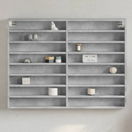 Engineered wood display case in concrete gray, 100x8.5x75 cm by , Shelves and shelves - Ref: Foro24-847936, Price: 57,87 €, D...