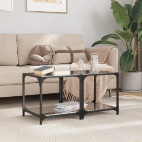 Black glass and steel coffee tables, set of 2, 40x40x40 cm by , Coffee table - Ref: Foro24-845965, Price: 56,54 €, Discount: %