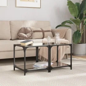 Black glass and steel coffee tables, set of 2, 40x40x40 cm by , Coffee table - Ref: Foro24-845965, Price: 55,82 €, Discount: %