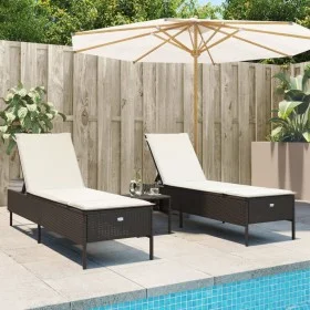 Sun loungers with cushions 2 units synthetic brown rattan by , Loungers - Ref: Foro24-3261588, Price: 295,24 €, Discount: %