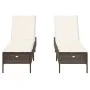 Sun loungers with cushions 2 units synthetic brown rattan by , Loungers - Ref: Foro24-3261588, Price: 295,24 €, Discount: %