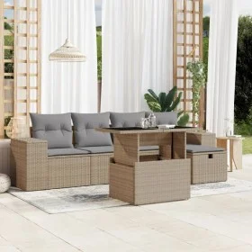 Gartensofa-Set mit 6-teiligen Kissen aus synthetischem Rattan in Beige. von , Gartensets - Ref: Foro24-3275289, Preis: 418,49...