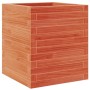 Jardinera de madera maciza pino marrón cera 40x40x46 cm