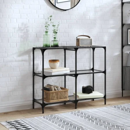 Console table with transparent glass surface and steel frame 98x30x81 cm by , console tables - Ref: Foro24-846028, Price: 67,...
