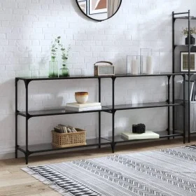 Console table with black glass surface and steel frame 194.5x30x81cm by , console tables - Ref: Foro24-846035, Price: 104,05 ...