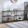 Console table with black glass surface and steel frame 194.5x30x81cm by , console tables - Ref: Foro24-846035, Price: 105,38 ...