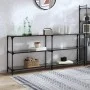 Console table with black glass surface and steel frame 194.5x30x81cm by , console tables - Ref: Foro24-846035, Price: 104,05 ...