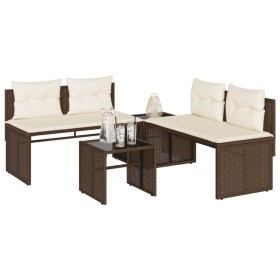 Garden sofa set 4 pieces with brown synthetic rattan cushions by , Garden sets - Ref: Foro24-4003879, Price: 286,50 €, Discou...
