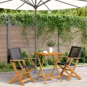 3-teiliges Bistro-Set aus PE-Rattan und massivem Holz in Schwarz von , Gartensets - Ref: Foro24-3281802, Preis: 181,09 €, Rab...