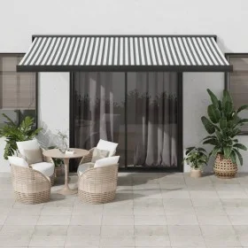Retractable aluminum awning with anthracite gray and white fabric, 4x3 m. by , Awnings - Ref: Foro24-3216130, Price: 462,18 €...