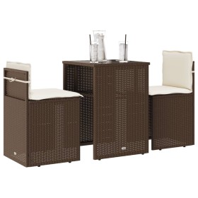 Garden chairs and table with cushions 3 pieces brown PE rattan by , Garden sets - Ref: Foro24-4003870, Price: 195,50 €, Disco...