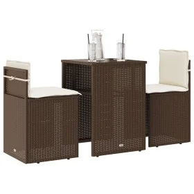 Garden chairs and table with cushions 3 pieces brown PE rattan by , Garden sets - Ref: Foro24-4003870, Price: 195,75 €, Disco...
