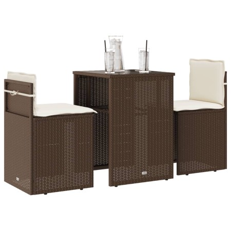 Garden chairs and table with cushions 3 pieces brown PE rattan by , Garden sets - Ref: Foro24-4003870, Price: 195,50 €, Disco...