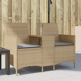 2-seater garden sofa with table and beige PE rattan cushions by , Outdoor sofas - Ref: Foro24-4003887, Price: 140,60 €, Disco...