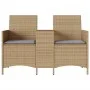 2-seater garden sofa with table and beige PE rattan cushions by , Outdoor sofas - Ref: Foro24-4003887, Price: 140,60 €, Disco...