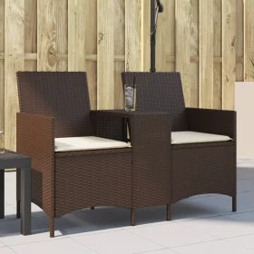 2-seater garden sofa with table and brown PE rattan cushions by , Outdoor sofas - Ref: Foro24-4003885, Price: 141,38 €, Disco...