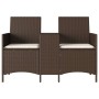 2-seater garden sofa with table and brown PE rattan cushions by , Outdoor sofas - Ref: Foro24-4003885, Price: 144,05 €, Disco...