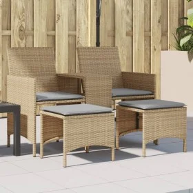 Garden sofa for 2 people with table and beige PE rattan stools by , Outdoor sofas - Ref: Foro24-4003893, Price: 190,90 €, Dis...