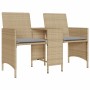 Sofá de jardín 2 plazas con mesa y taburetes ratán PE beige de , Sofás de exterior - Ref: Foro24-4003893, Precio: 205,10 €