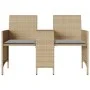 Garden sofa for 2 people with table and beige PE rattan stools by , Outdoor sofas - Ref: Foro24-4003893, Price: 190,90 €, Dis...