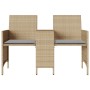Sofá de jardín 2 plazas con mesa y taburetes ratán PE beige de , Sofás de exterior - Ref: Foro24-4003893, Precio: 205,10 €
