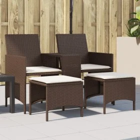 Zweier-Gartensofa mit Tisch und Hockern aus braunem PE-Rattan. von , Outdoor-Sofas - Ref: Foro24-4003891, Preis: 190,56 €, Ra...
