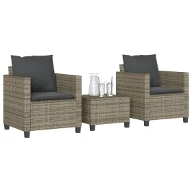 Garden chairs and table with cushions 3 pieces gray PE rattan by , Garden sets - Ref: Foro24-4003898, Price: 237,03 €, Discou...