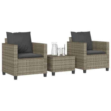 Gartenstühle und Tischchen mit Kissen, 3-teilig, aus grauem PE-Rattan. von , Gartensets - Ref: Foro24-4003898, Preis: 237,03 ...