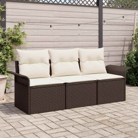 Conjunto de sofá de jardín 3 pcs Marrón 196 x 62 x 85cm