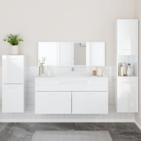 Juego muebles de baño 4 pzas madera contrachapada blanco brillo de , Muebles de baño - Ref: Foro24-3308525, Precio: 194,92 €,...