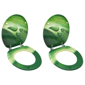 Toilet seat with lid 2 pcs MDF green water drop design by vidaXL, Toilet and bidet seats - Ref: Foro24-3056407, Price: 83,87 ...