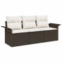 Conjunto de sofá de jardín 3 pcs Marrón 196 x 62 x 85cm