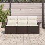 Conjunto de sofá de jardín 3 pcs Marrón 196 x 62 x 85cm
