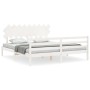 Double bed frame with white solid wood headboard by vidaXL, Beds and slatted bases - Ref: Foro24-3195302, Price: 155,80 €, Di...