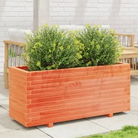 Solid pine wood planter in brown wax 110x40x49.5 cm by , Pots and planters - Ref: Foro24-847380, Price: 137,14 €, Discount: %