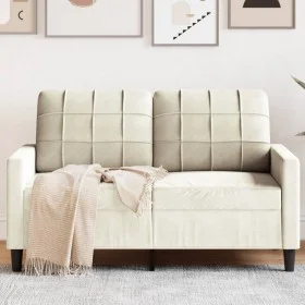 Zweisitzer-Sofa aus cremefarbenem Samtstoff, 120 cm. von , Sofas - Ref: Foro24-4007622, Preis: 232,82 €, Rabatt: %