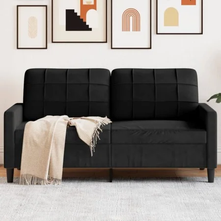 Zweiplätziges Sofa aus schwarzem Samt, 140 cm. von , Sofas - Ref: Foro24-4007629, Preis: 199,95 €, Rabatt: %