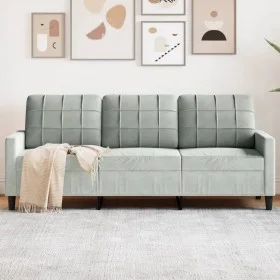 Light gray velvet 3-seater sofa, 180 cm by , Sofas - Ref: Foro24-4007634, Price: 252,19 €, Discount: %