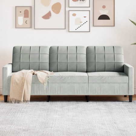 Dreisitzer-Sofa aus hellgrauem Samtstoff, 180 cm von , Sofas - Ref: Foro24-4007634, Preis: 256,99 €, Rabatt: %