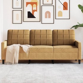 Dreisitzer-Sofa aus braunem Samt, 180 cm. von , Sofas - Ref: Foro24-4007641, Preis: 316,37 €, Rabatt: %
