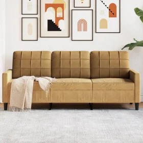 Sofá de 3 plazas terciopelo marrón 180 cm de , Sofás - Ref: Foro24-4007641, Precio: 306,96 €, Descuento: %