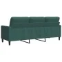 Dreisitzer-Sofa aus dunkelgrünem Samt, 180 cm von , Sofas - Ref: Foro24-4007636, Preis: 307,29 €, Rabatt: %