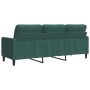 Dreisitzer-Sofa aus dunkelgrünem Samt, 180 cm von , Sofas - Ref: Foro24-4007636, Preis: 314,30 €, Rabatt: %