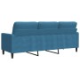 Dreisitzer-Sofa aus blauem Samt, 180 cm von , Sofas - Ref: Foro24-4007643, Preis: 316,72 €, Rabatt: %