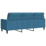 Sofá de 3 plazas terciopelo azul 180 cm de , Sofás - Ref: Foro24-4007643, Precio: 310,69 €, Descuento: %