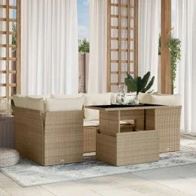 Set of 7-piece garden sofas and beige synthetic rattan cushions by , Garden sets - Ref: Foro24-3266378, Price: 527,96 €, Disc...