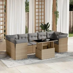 Garden sofa set with 8 pieces of synthetic beige rattan and cushions. by , Garden sets - Ref: Foro24-3266399, Price: 544,46 €...